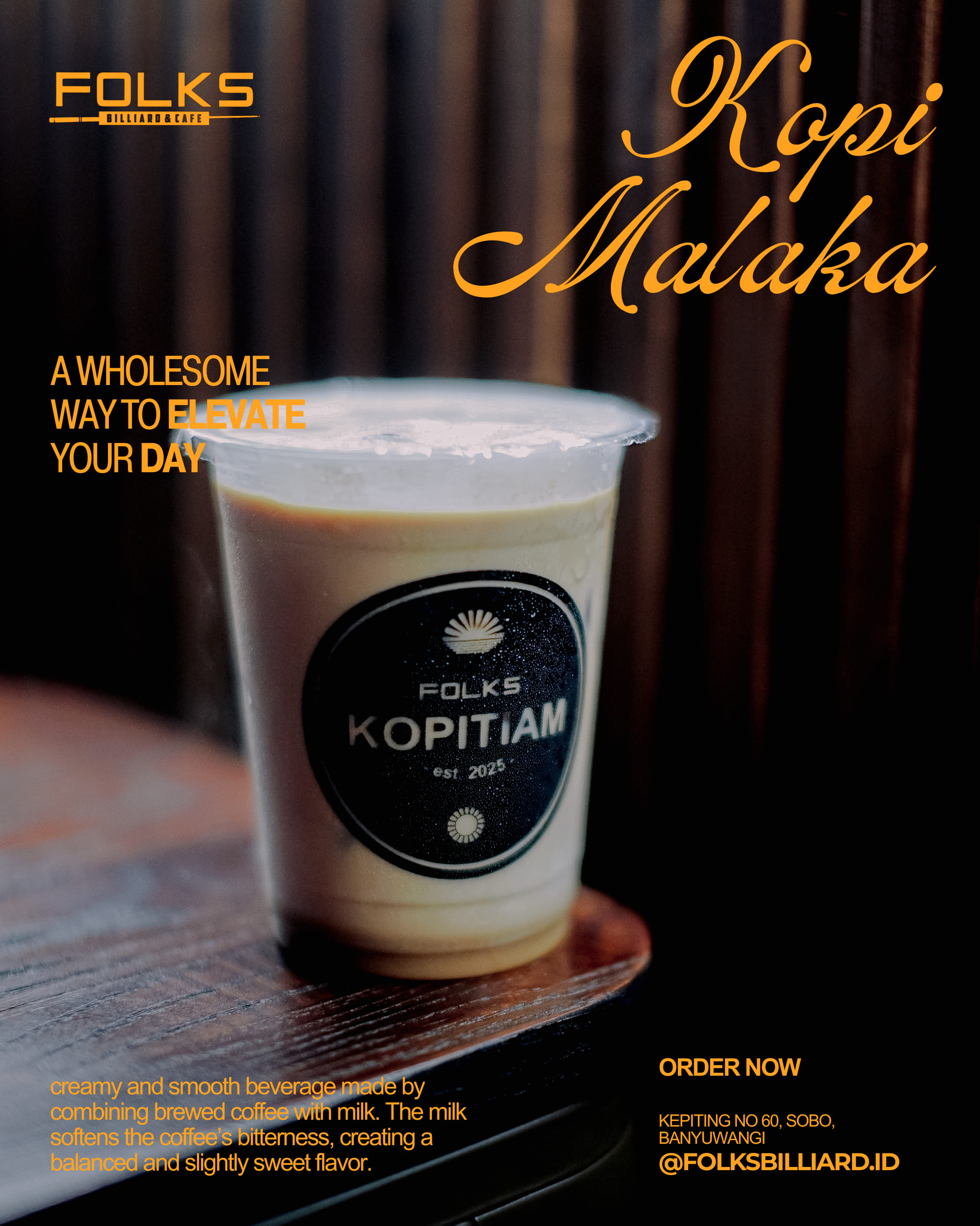 Kopi Malaka, Folks Kopi, Signature dish Folks Biliard & Cafe